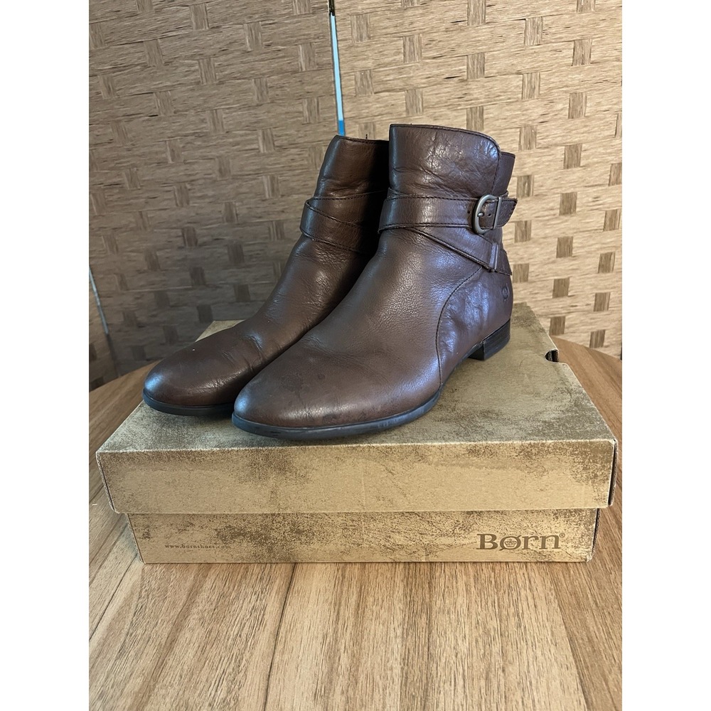 Born Easton Brown Leather Booties Boots F27223 Women's 11 M New‎ w/ Box
